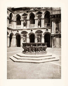 1896 Photogravure Ducal Palace Courtyard Fountain Sculptures Venice Italy XGVA9