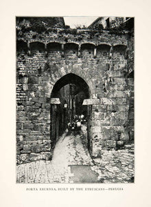 1903 Print Porta Eburnea Etruscan Pointed Stone Arch Portal Perugia Umbria XGVB1