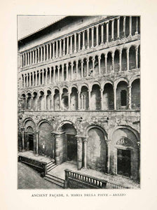 1903 Print Ancient Facade Santa Maria Della Pieve Arezzo Tuscany Italy XGVB1