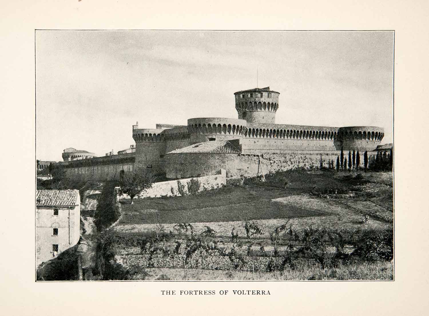 1903 Print Fortress Castle City Wall Volterra Tuscany Italy Etruscans XGVB1