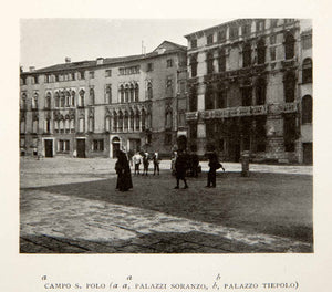 1907 Print Campo S. Polo Palazzi Soranzo Tiepolo Venice Italy Cityscape XGVB3