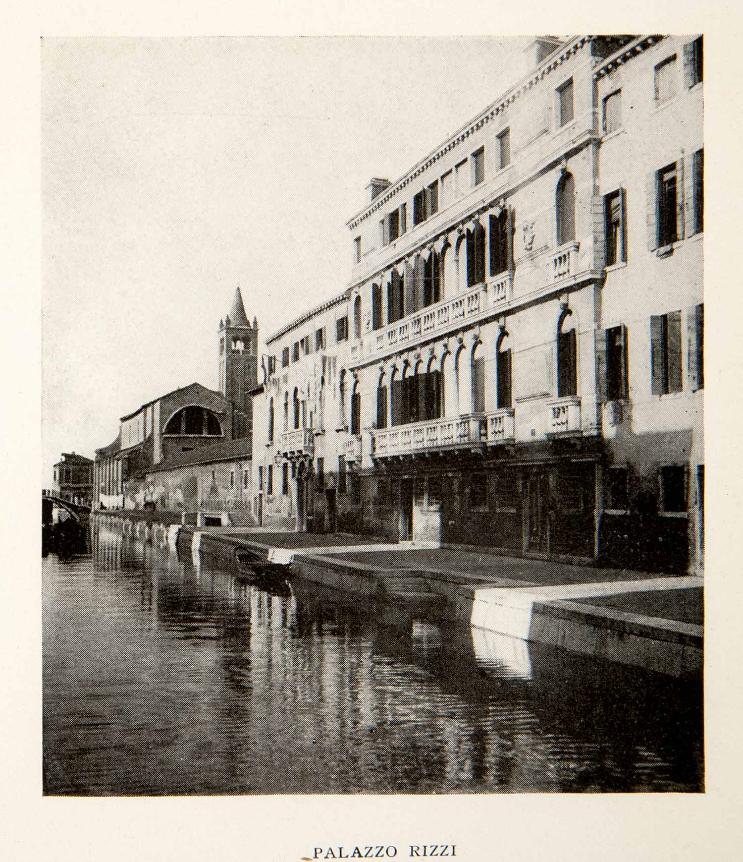1907 Print Palazzo Rizzi Venice Italy Canal Cityscape Bell Tower Venetian XGVB3