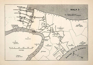 1907 Lithograph Map Walking Venice Italy Grand Canal Sacca Della XGVB3