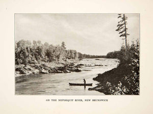 1930 Print Nepisiguit River New Brunswick Canada Canoe Boat Forest Rapids XGVB4