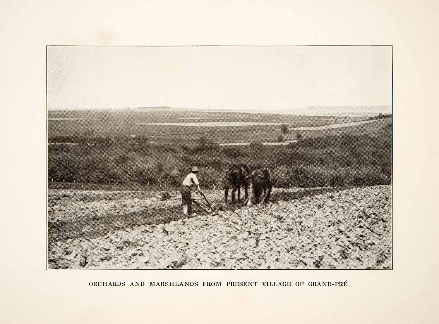 1930 Print Grand Pre Nova Scotia Canada Acadia Farmer Agriculture Horse XGVB4