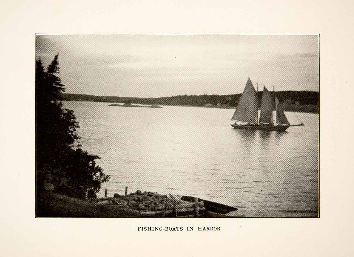 1930 Print Sailboat Fishing Harbor Cape Breton Island Nova Scotia Canada XGVB4