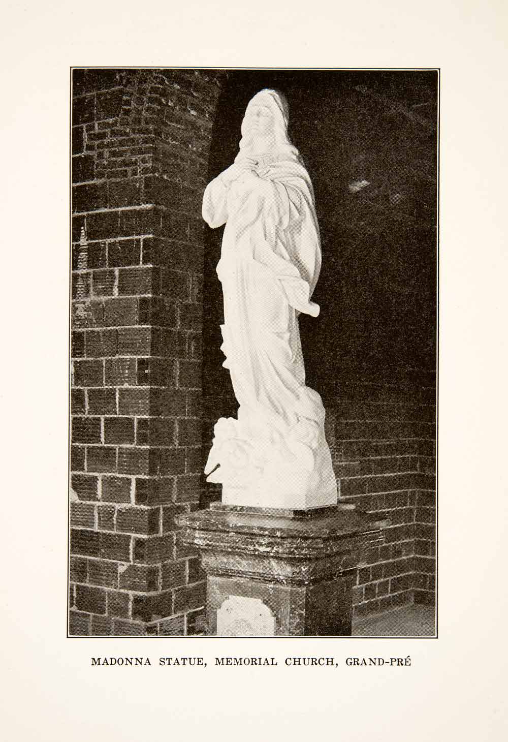 1930 Print Madonna Statue Memorial Church Grand Pre Nova Scotia Canada XGVB4