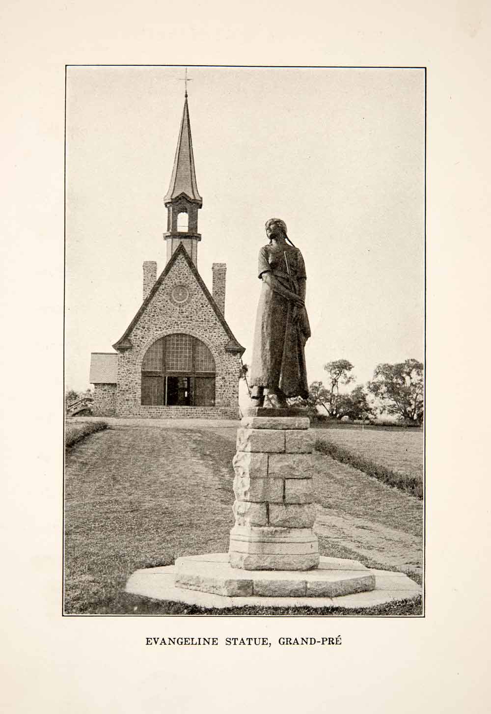 1930 Print Evangeline Statue Sculpture Memorial Grand Pre Acadia Nova XGVB4