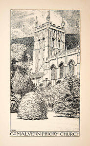 1901 Etching Great Malvern Priory England Church Parish Monastery Edmund XGVB5