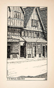 1901 Etching Tewkesbury England Residential Streetscape Cityscape Edmund XGVB5