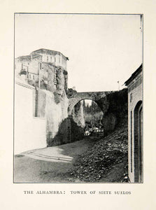 1929 Print Tower Seven Floors Torre Siete Suelos Alhambra Granada Spain XGVB6