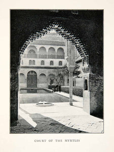 1929 Print Alhambra Court Myrtles Patio Arrayanes Pond Granada Spain XGVB6