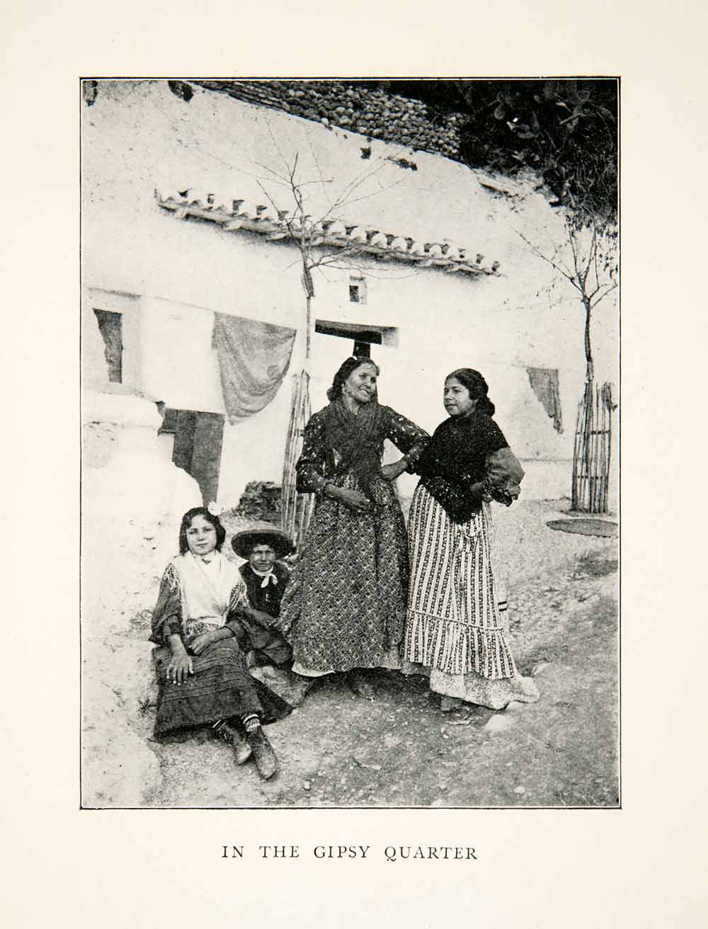 1929 Print Gipsy Gypsy Quarter Granada Spain Neighborhood Romani Costume XGVB6