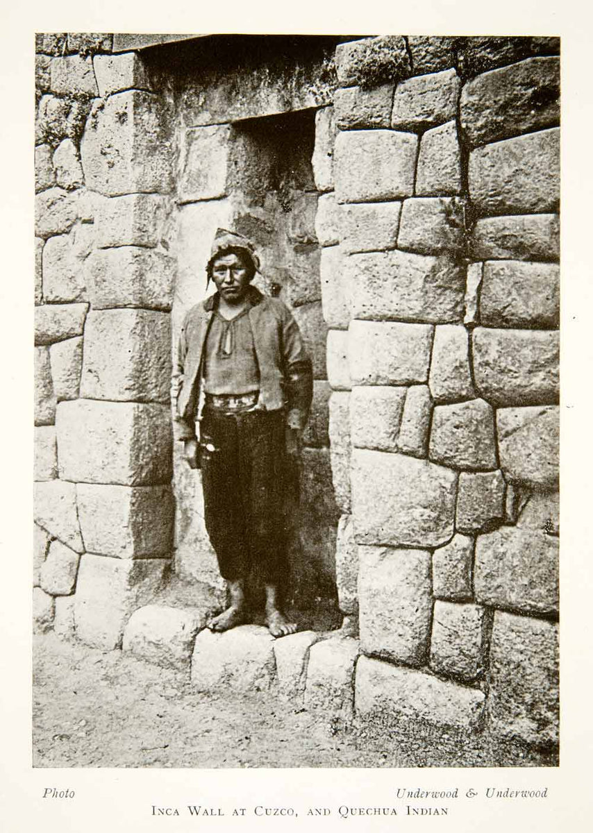 1913 Print Inca Wall Cuzco Peru South America Quechua Indian Native St ...