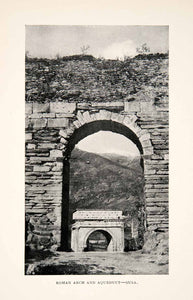 1908 Print Ancient Roman Arch Aqueduct Architecture Susa Italy Historic XGVB8