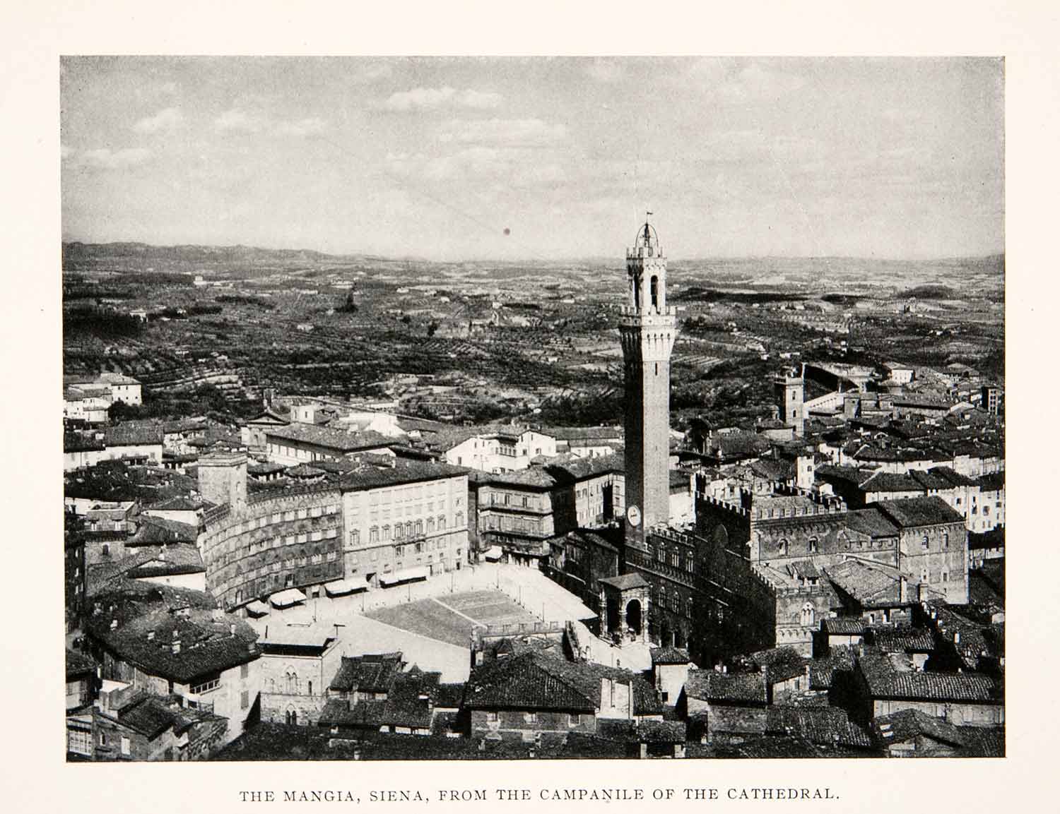 1908 Print Torre del Mangia Siena Piazza del Campo Tuscany Italy Historic XGVB8