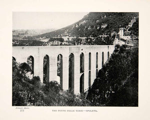 1908 Print 13th Century Aqueduct Ponte Delle Torri Spoleto Italy Historic XGVB8 - Period Paper
