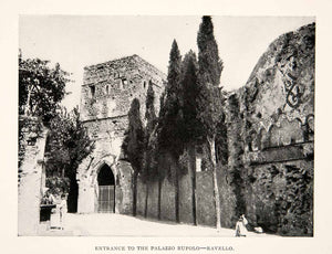 1908 Print Villa Rufolo Palazzo Ravello Salerno Italy Tower Gate Historic XGVB8 - Period Paper

