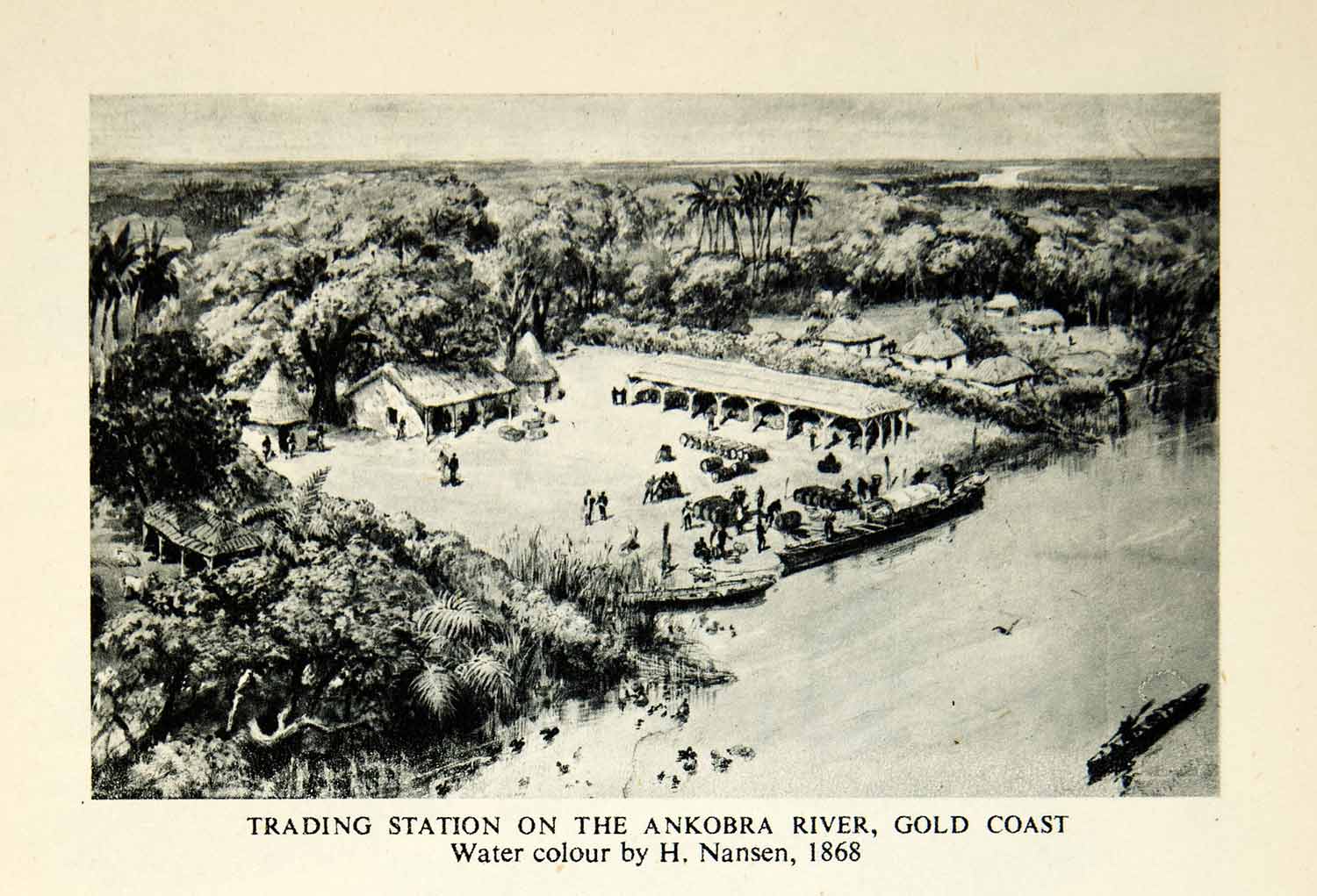 1944 Rotogravure Trading Station Ankobra River Gold Coast Landscape Africa XGVC3