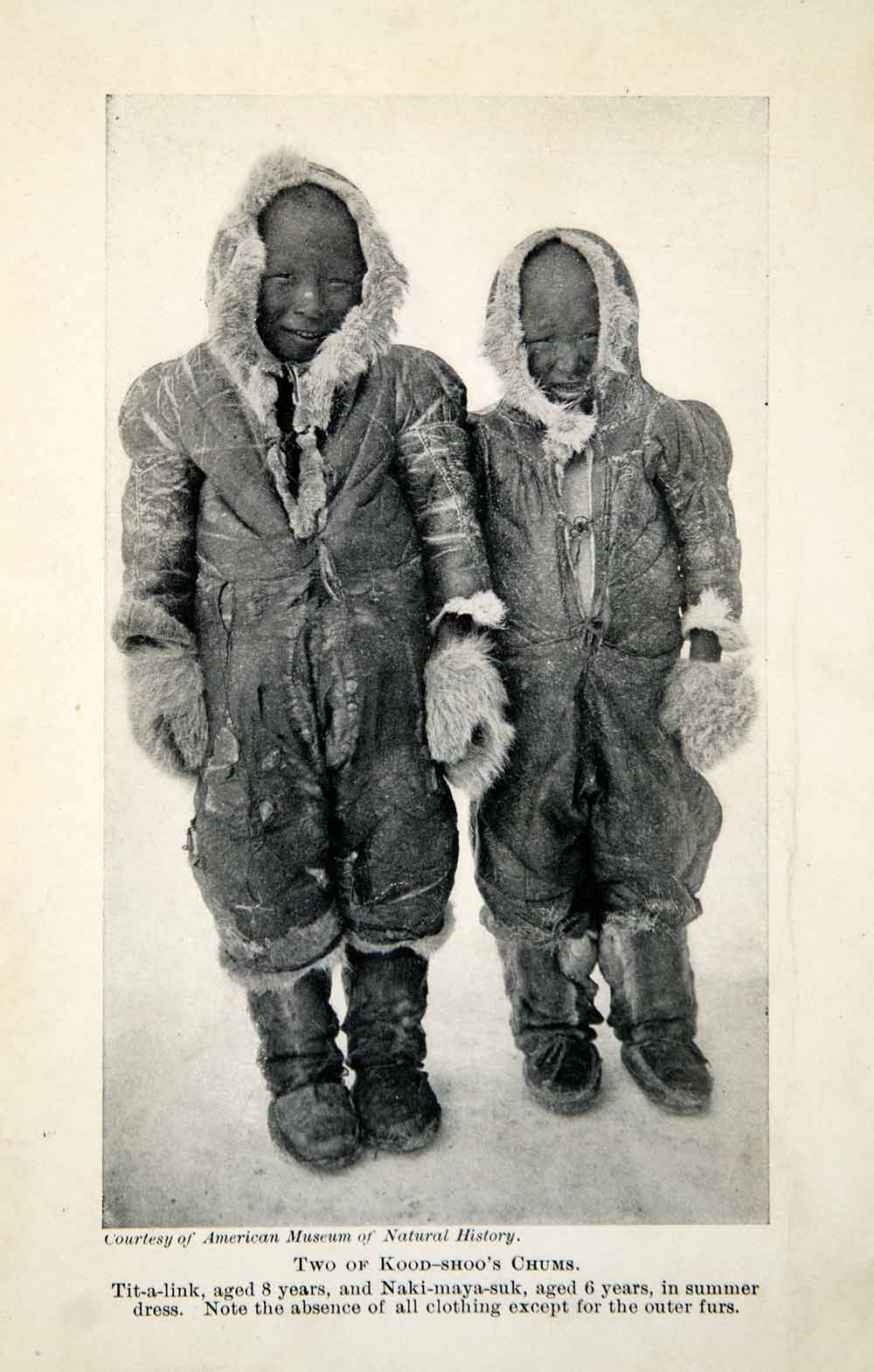1917 Print Titalink Nakimayasuk Fur Inuit Eskimo Native Children Clothing XGVC5