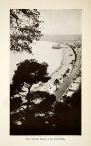 1925 Print Landscape Nice Ocean Promenade Beach France Mediterranean Sea XGVC7