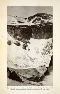 1925 Print LAndscape Fuji Crater Impossible Season Snow Hillside Mount XGVC7
