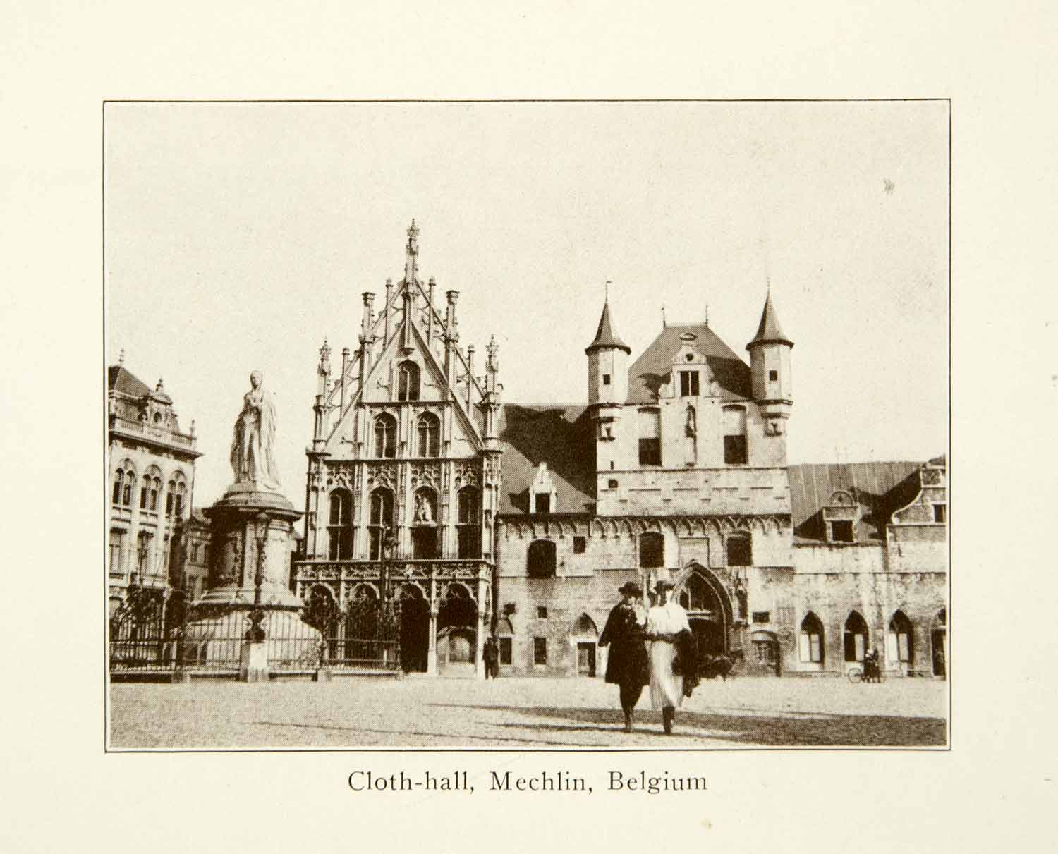 1922 Print Cloth Hall Mechlin Belgium Historical Mechelen City Hall XGVC8
