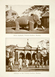 1922 Print Victoria Gardens Bombay India Elephant Statue Entrance Street XGVC8
