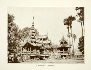 1922 Print Monastery Mandalay Burma Architecture Pagoda Asian Landmark XGVC8