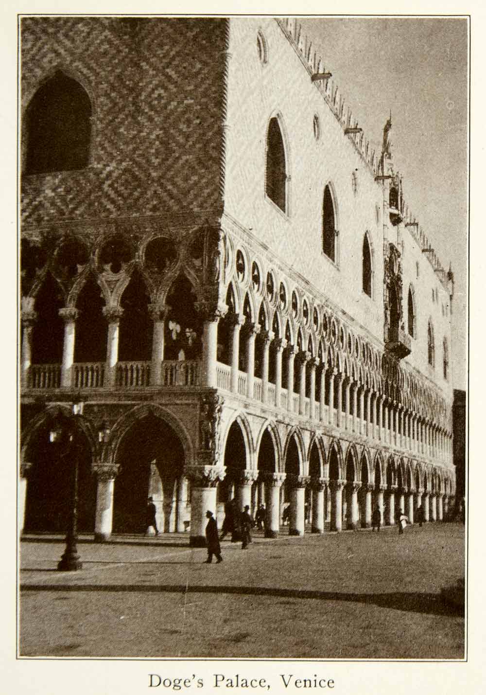 1922 Print Doge Palace Venice Italy Architecture Colonnade Street Scene XGVC8