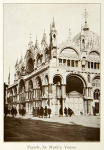 1922 Print St. Mark's Basilica Venice Italy Byzantine Architecture Street XGVC8