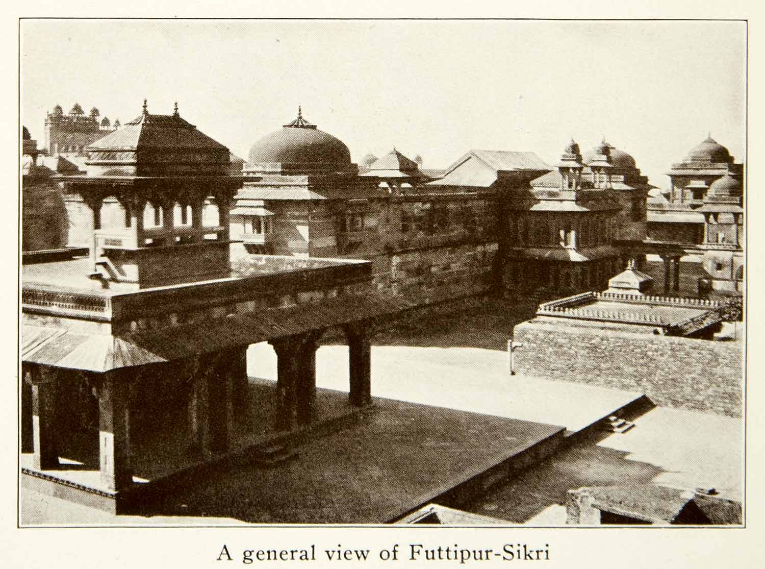 1922 Print Cityscape Futtipur-Sikri Futehpur Sikri Agra India Rooftops XGVC8