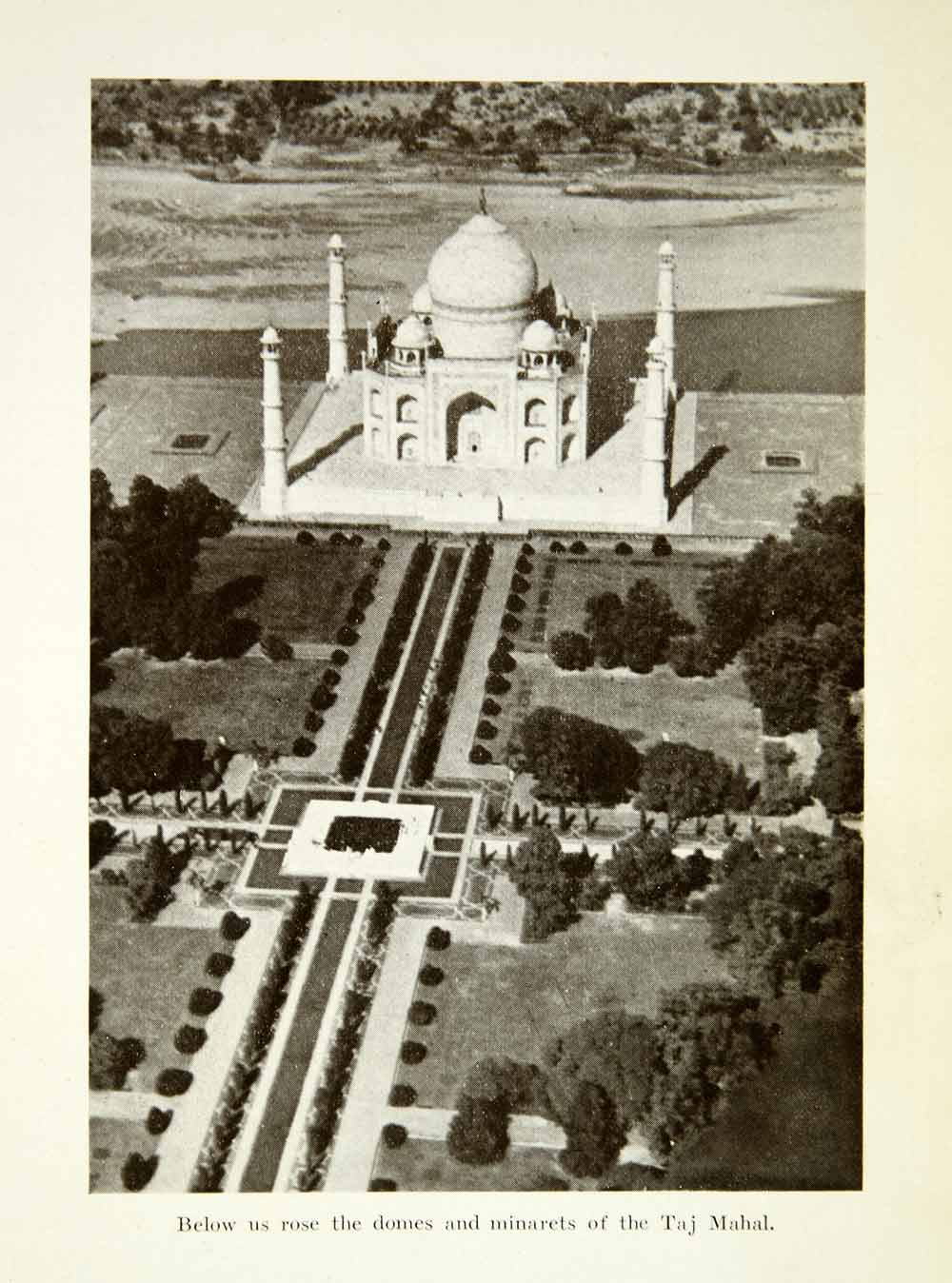 1932 Print Flying Carpet Taj Mahal Agra Aerial View Mughal