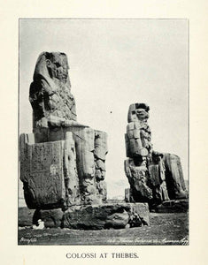 1897 Print Colossi Thebes Ruins Statue Egyptian Temple Archaeology Ancient XGW2
