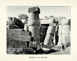1897 Print Karnak Ruins Ancient Egypt Temple Archaeology Columns XGW2