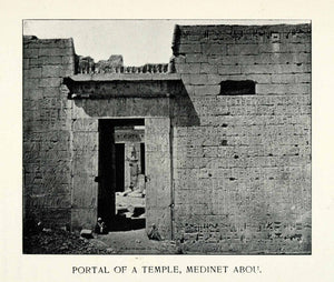 1897 Print Temple Medinet Habu Ruin Archaeology Hieroglyphics Entrance XGW2