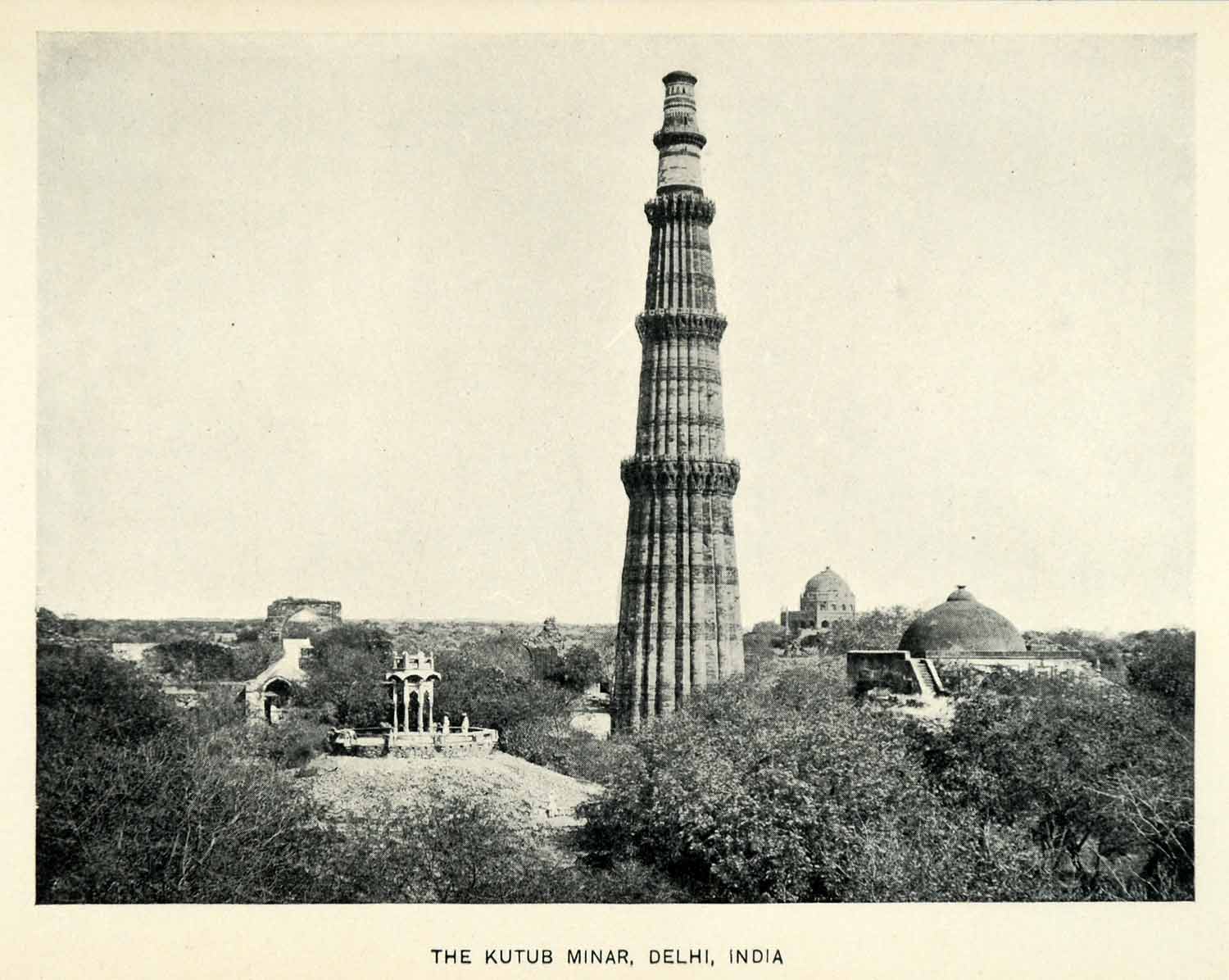 1906 Print Qutb Minar Delhi India Minaret Architecture Indo-Islamic XGW3