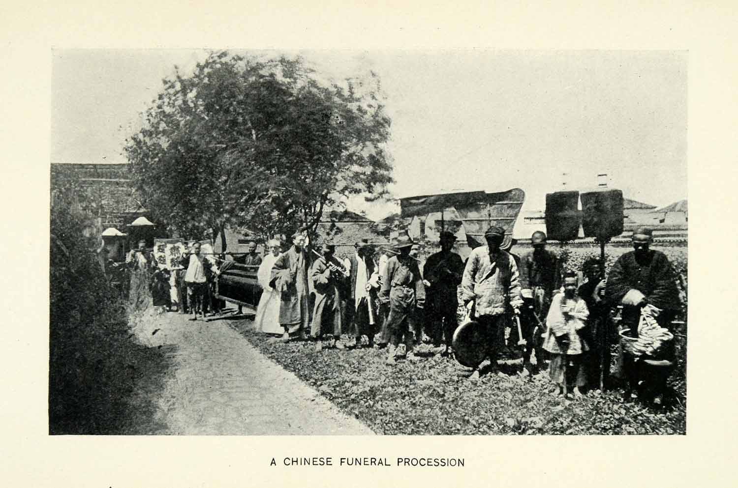 1906 Print Chinese Funeral Procession Ceremony Costume Outdoor Death Rite XGW3