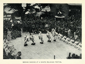 1906 Print Geisha Dance Shinto Religious Festival Japan Ceremony Crowd XGW3