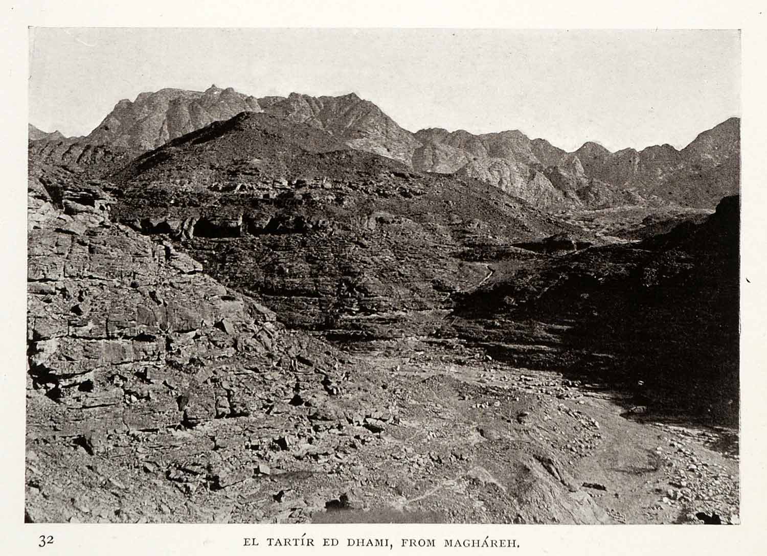 1906 Print El Tartir Ed Dhami Maghareh Sinai Egypt Mountain Archeology XGW4