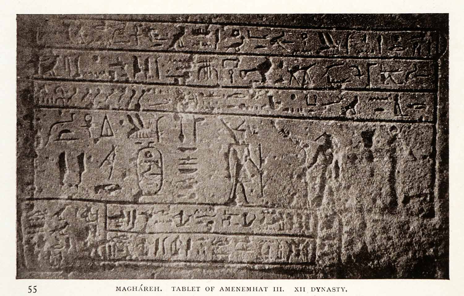 1906 Print Maghareh Men Kau Hor Table Dynasty Sinai Egypt Archeology XGW4