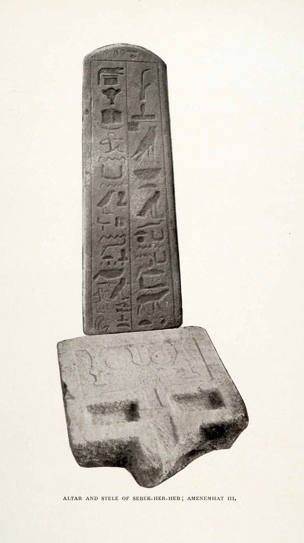 1906 Print Altar Stele Sebek Her Heb Amenemhat Pharaoh Sinai Egypt XGW4