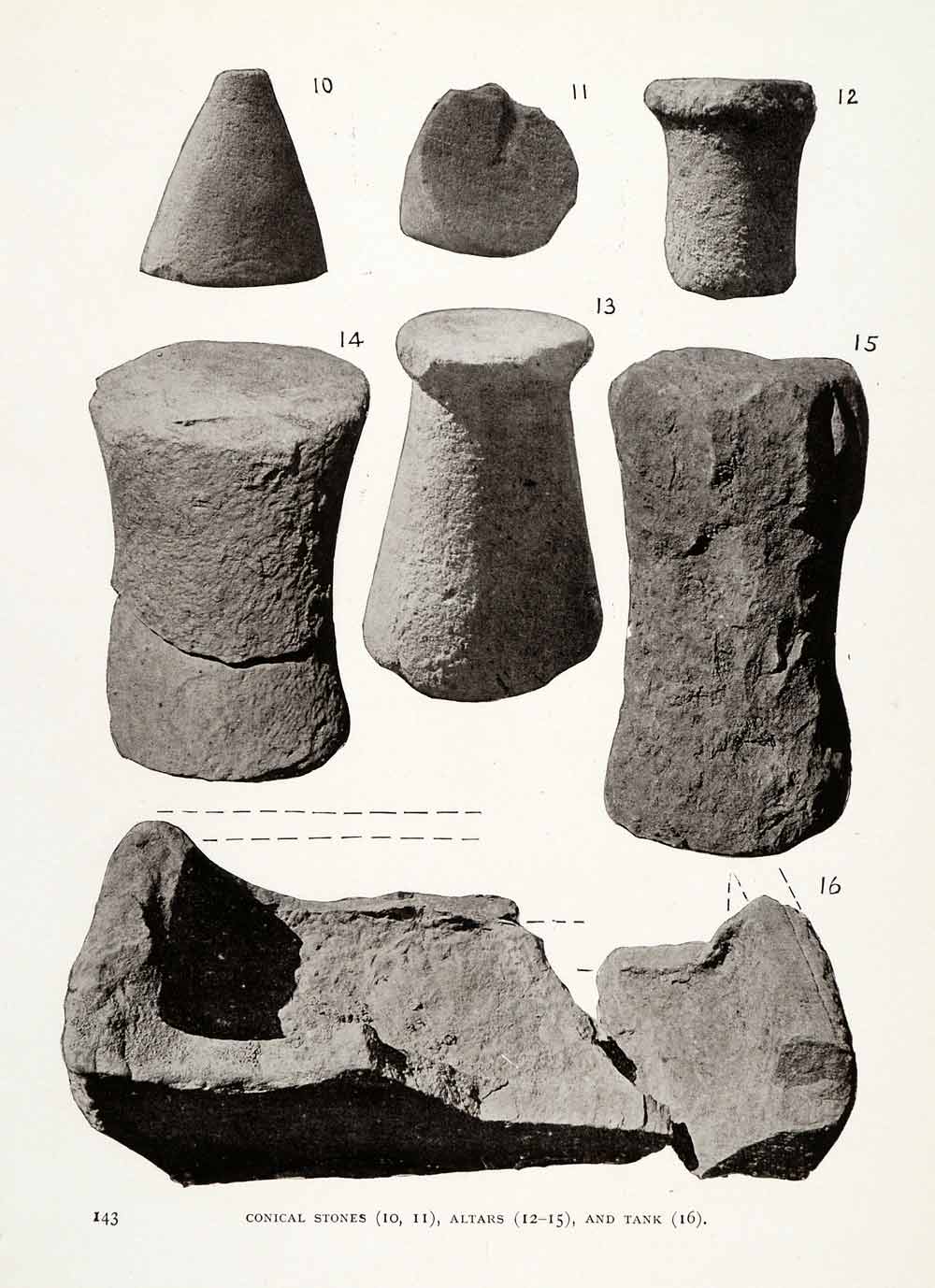 1906 Print Conical Stone Altar Tank Sinai Egypt Archeology Geology Ancient XGW4