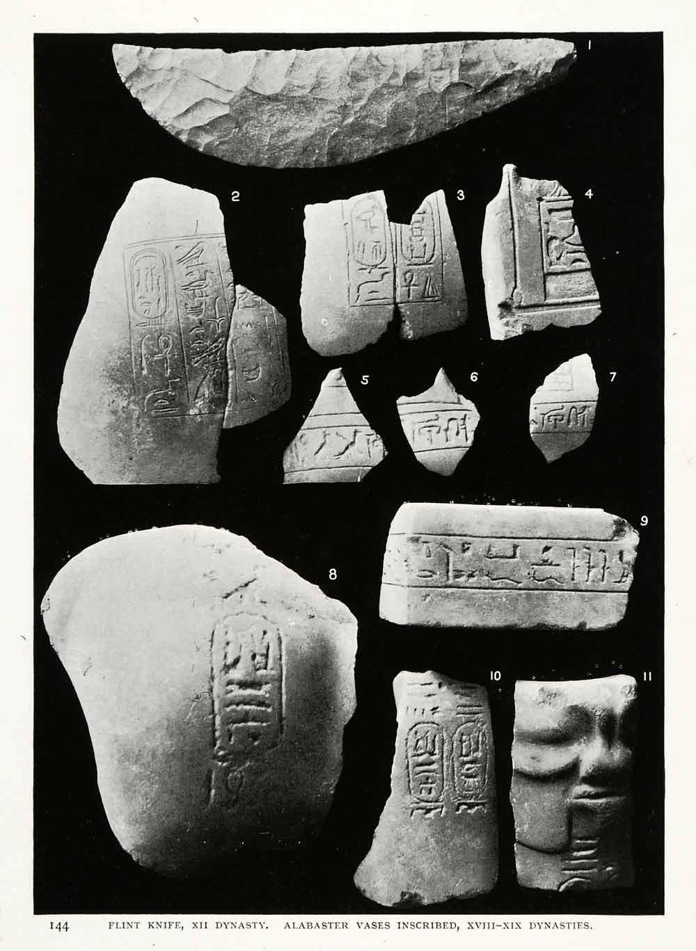 1906 Print Flint Knife Dynasty Alabaster Vase Inscription, Carving Sinai XGW4