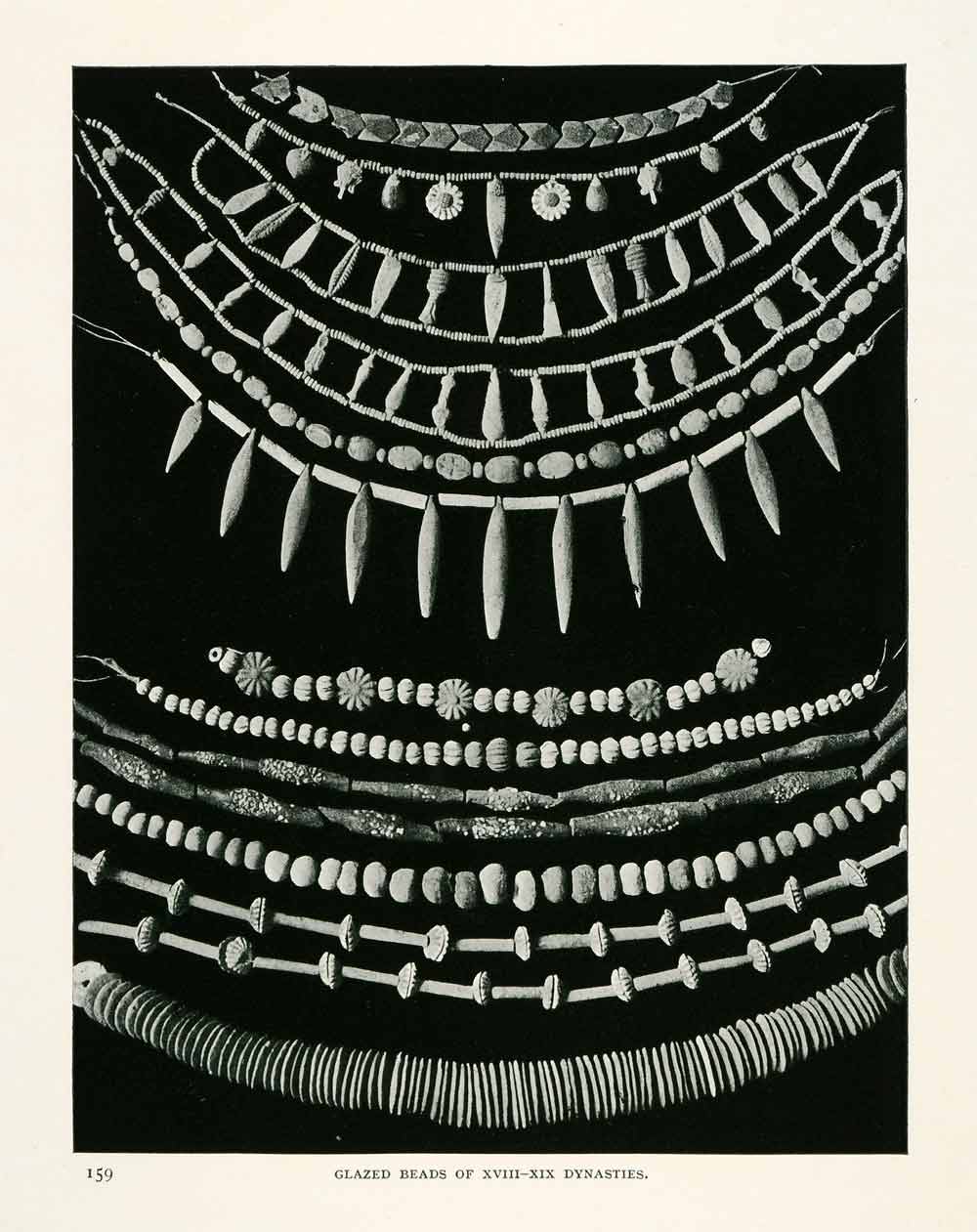 1906 Print Glazed Beads Dynasties Necklace Sinai Egypt Archeology Geology XGW4