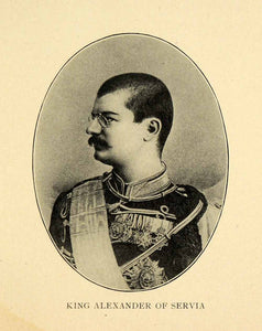 1903 Print King Alexander Aleksander Obrenovic Serbia Servia Portrait XGW6 - Period Paper
