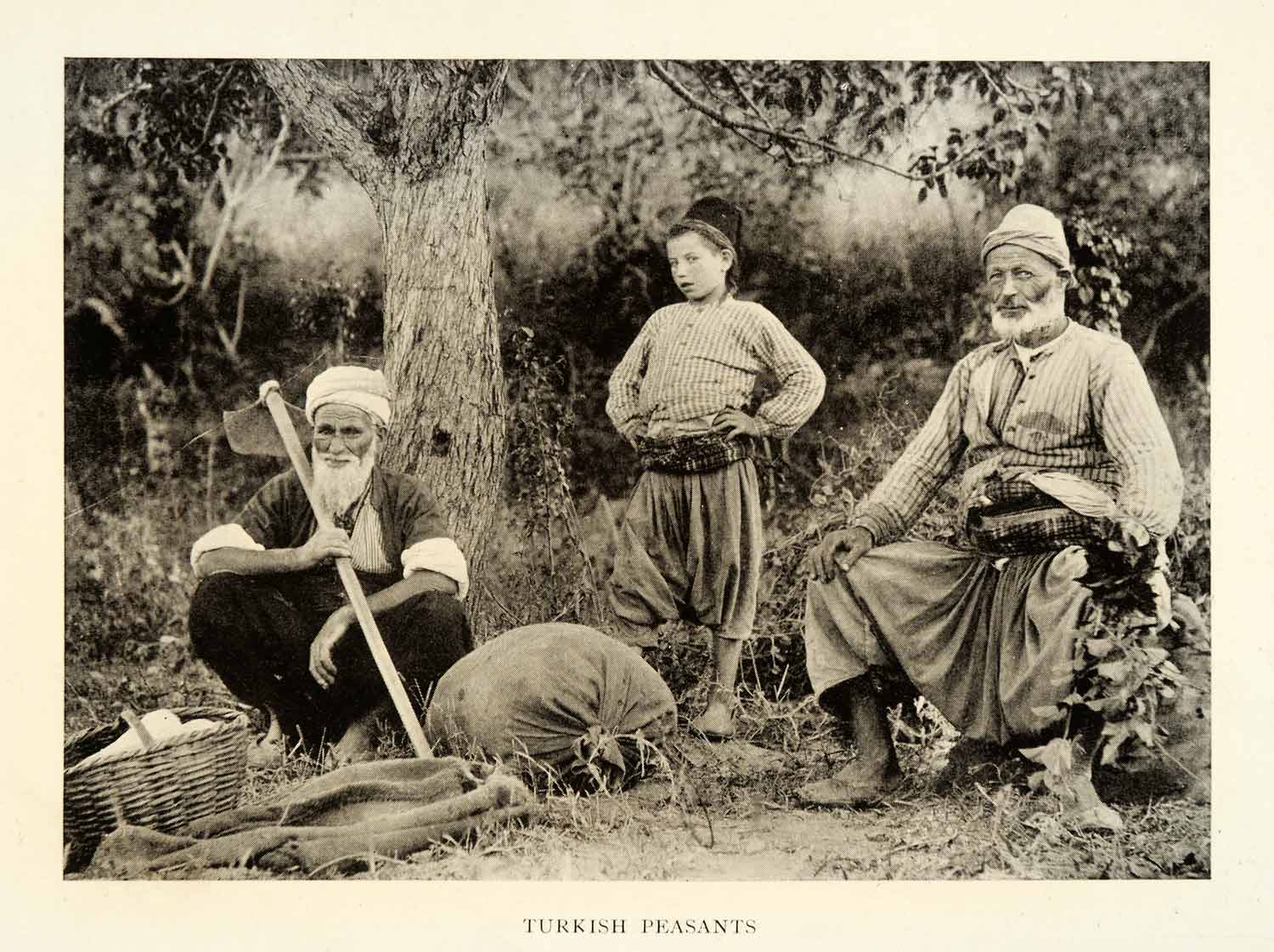 1909 Print Turkey Turkish Peasants Child Portrait Costume Farming Tool Asia XGW7