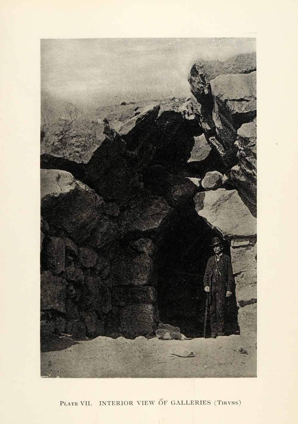 1897 Photogravure Tiryns Ancient Greece Tomb Cave Archaeology Mycenaean XGW8