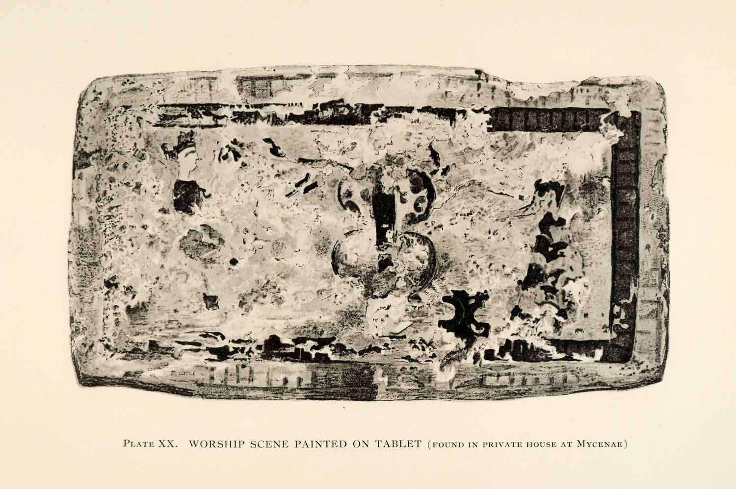1897 Photogravure Mycenae Ancient Greece Worship Tablet Art Greek XGW8