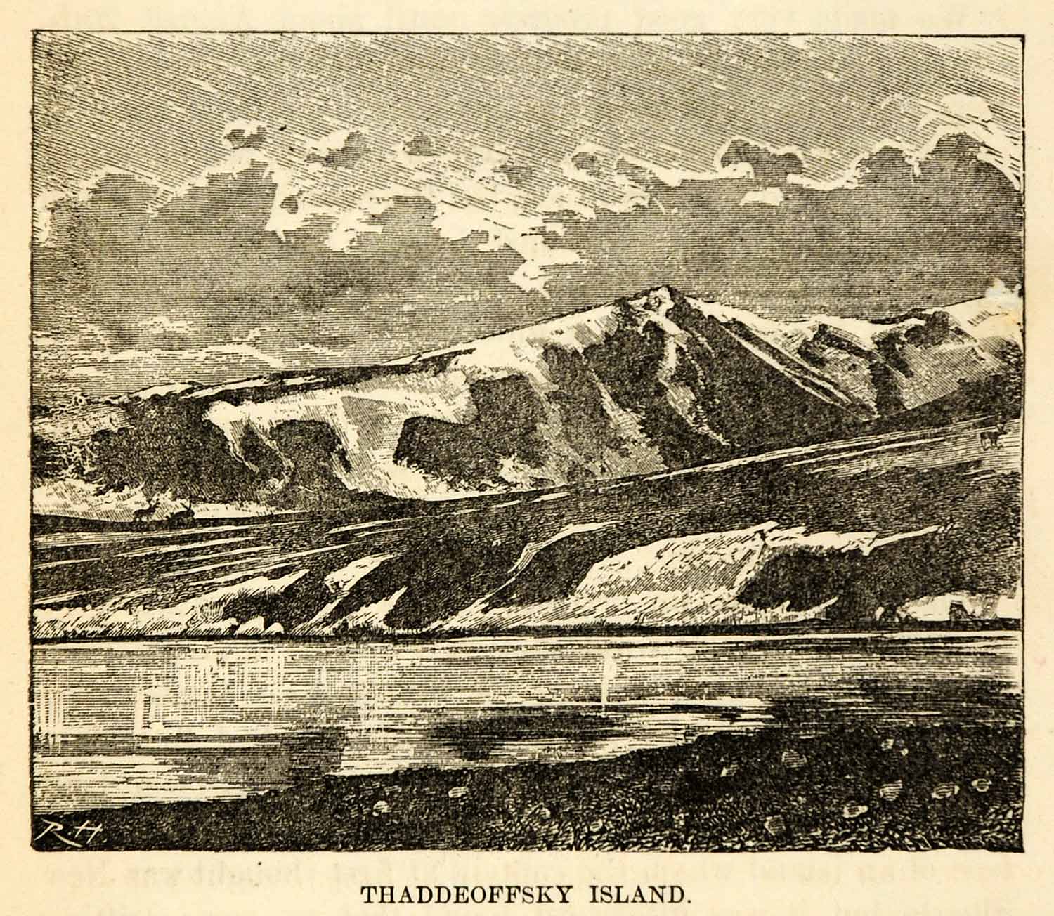 1882 Steel Engraving Thaddeoffsky New Siberian Island Russia Sea Kotelny XGW9